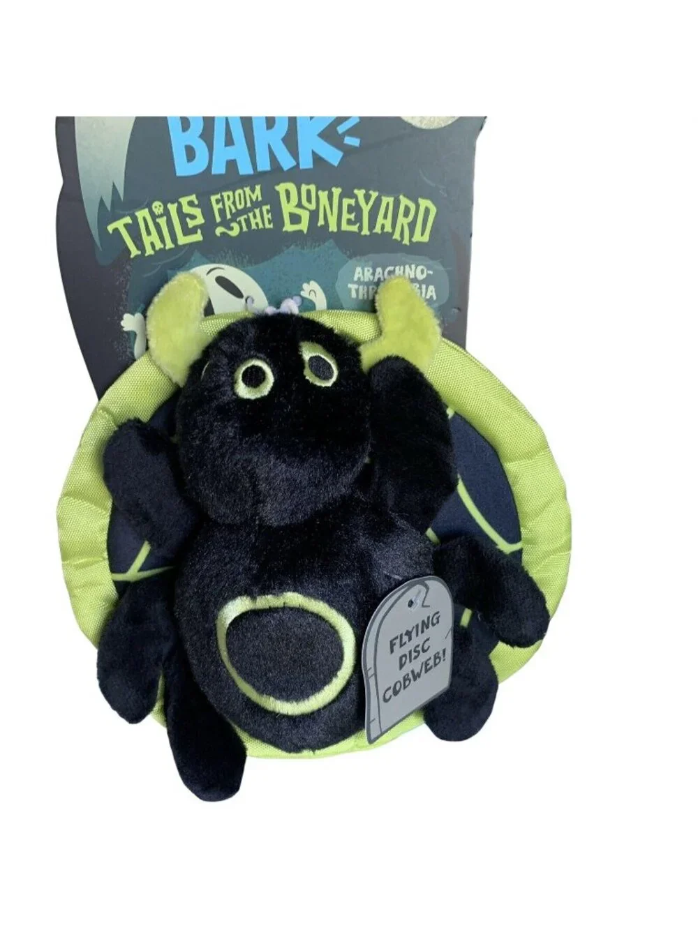 Bark Halloween Dog Chew Toy Crinkle Spider Web Fetch Tails Boneyard 2 Pc